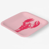 Fuchsia Lobster on Light Pink Papieren Bordje (Gebogen)