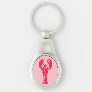 Fuchsia Lobster on Light Pink Sleutelhanger