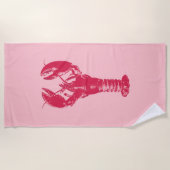 Fuchsia Lobster on Light Pink Strandlaken (Voorkant)