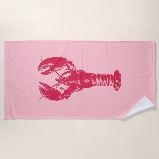 Fuchsia Lobster on Light Pink Strandlaken (Voorkant)