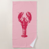 Fuchsia Lobster on Light Pink Strandlaken (Voorkant)