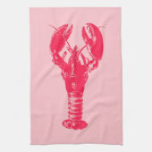 Fuchsia Lobster on Light Pink Theedoek (Verticaal)