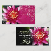 Fuchsia lotus + parelmoerwervelingen visitekaartje (Voorkant / Achterkant)
