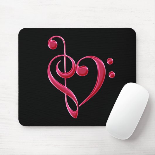 Fuchsia Love Musical Notes Mousepad Muismat (Met muis)
