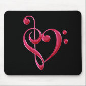 Fuchsia Love Musical Notes Mousepad Muismat (Voorkant)