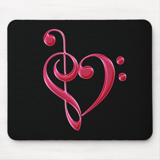 Fuchsia Love Musical Notes Mousepad Muismat (Voorkant)