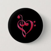 Fuchsia Love Musical Notes Ronde Button 5,7 Cm (Voorkant)