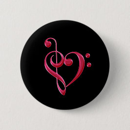 Fuchsia Love Musical Notes Ronde Button 5,7 Cm
