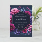 Fuchsia Luminous Nocturne Wedding Kaart (Staand voorkant)