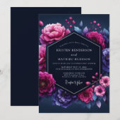 Fuchsia Luminous Nocturne Wedding Kaart (Voorkant / Achterkant)