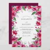 Fuchsia Lush Botanical Wedding Kaart (Voorkant / Achterkant)