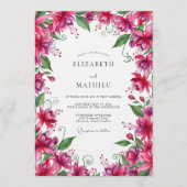 Fuchsia Lush Botanical Wedding Kaart (Voorkant)