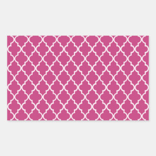 Fuchsia magenta en witte Marokkaanse trellis patro Rechthoekige Sticker