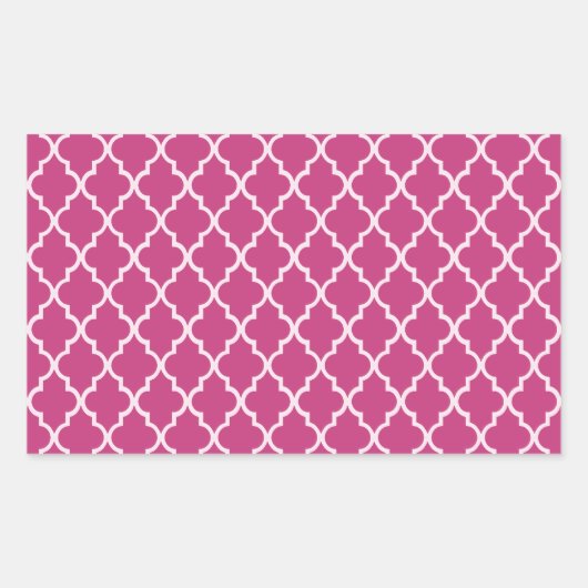 Fuchsia magenta en witte Marokkaanse trellis patro Rechthoekige Sticker (Voorkant)