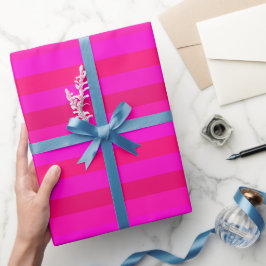 Fuchsia, Magenta, Rood, Heet Roze Strepen, Verjaar Cadeaupapier