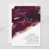 Fuchsia Magenta Wine Waterverf Save the Date Kaart (Voorkant)