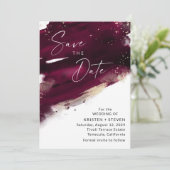 Fuchsia Magenta Wine Waterverf Save the Date Kaart (Staand voorkant)