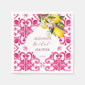 Fuchsia Majolica-magenta tegels bruidsshower  Servet (Voorkant)