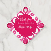 Fuchsia Majolica magenta tegels gepersonaliseerd Bedankjes Labels (Voorkant)
