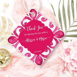 Fuchsia Majolica magenta tegels gepersonaliseerd Bedankjes Labels