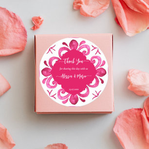 Fuchsia Majolica magenta tegels gepersonaliseerd Ronde Sticker