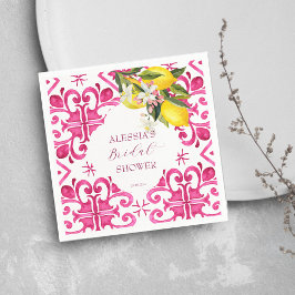 Fuchsia Majolica magenta tegels huwelijksfeest  Servet