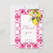 Fuchsia Majolica magenta tegels lelie bruidsshower Bedankkaart (Voorkant)