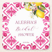 Fuchsia Majolica magenta tegels vrijgezellenfeest Kartonnen Onderzetters (Voorkant)