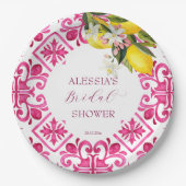 Fuchsia Majolica magenta tegels vrijgezellenfeest Papieren Bordje (Voorkant)