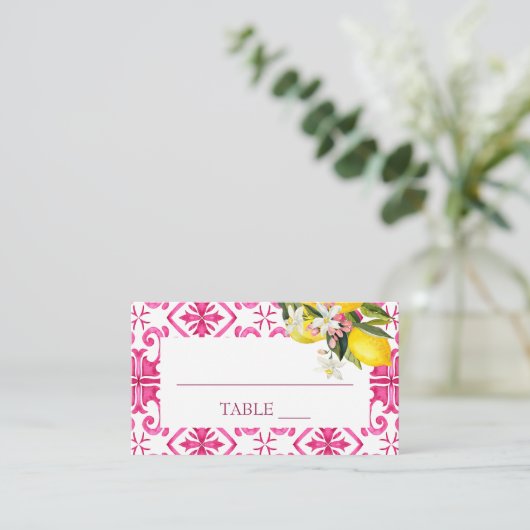 Fuchsia Majolica magenta tegels vrijgezellenfeest Plaatskaartje (Staand voorkant)