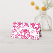 Fuchsia Majolica tegels magenta bruiloft Plaatskaartje (Achterkant)