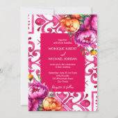 Fuchsia Majolica tegels oranje pioenen allemaal in Kaart (Voorkant)