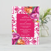 Fuchsia Majolica tegels oranje pioenen allemaal in Kaart (Staand voorkant)