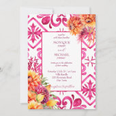 Fuchsia Majolica tegels sinaasappel dahlia alles i Kaart (Voorkant)