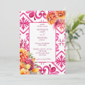 Fuchsia Majolica tegels sinaasappel dahlia alles i Kaart (Staand voorkant)