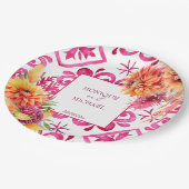 Fuchsia Majolica tegels sinaasappel dahlia sjabloo Papieren Bordje (Gekanteld)