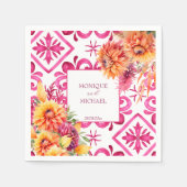 Fuchsia Majolica tegels sinaasappel dahlia sjabloo Servet (Voorkant)