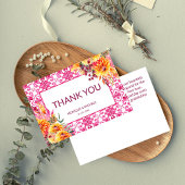 Fuchsia Majolica tegels sinaasappel dahlia's Bedankkaart