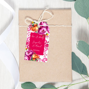 Fuchsia Majolica tegels sinaasappel dank u gunst Cadeaulabel