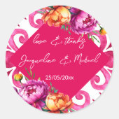 Fuchsia Majolica tegels sinaasappel dank u gunst Ronde Sticker (Voorkant)