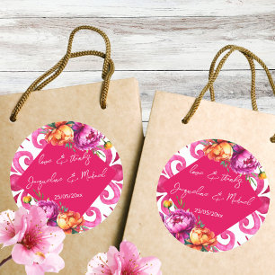 Fuchsia Majolica tegels sinaasappel dank u gunst Ronde Sticker