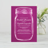 Fuchsia Mason Jar Bridal Shower Invitations Kaart (Staand voorkant)