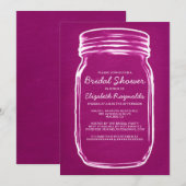 Fuchsia Mason Jar Bridal Shower Invitations Kaart (Voorkant / Achterkant)