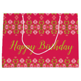 Fuchsia met roze bloemen groot cadeauzakje