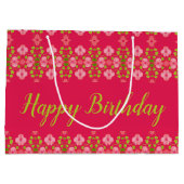 Fuchsia met roze bloemen groot cadeauzakje (Achterkant)