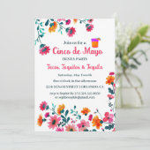 Fuchsia Mexicaanse bloemen Cinco de Mayo Fiesta Kaart (Staand voorkant)