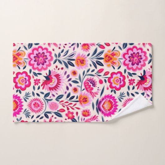 Fuchsia Mexicaanse bloemen patroon Bad Handdoek (Handdoek)