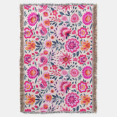 Fuchsia Mexicaanse Bloemen Patroon Kleurrijke Plez Deken (Voorkant Verticaal)