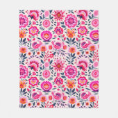 Fuchsia Mexicaanse Bloemen Patroon Levendig Fleece Deken (Voorkant)