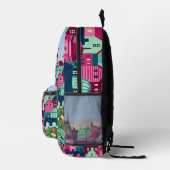 Fuchsia Mint City Skyline Rugzak (Rechts)